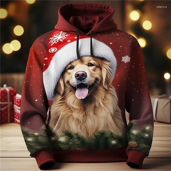 Erkek Hoodies Hayvan Hoodie Erkekler için Noel Harajuku 3d Baskı Sweatshirt Sonbahar Uzun Kollu Külot Büyük Boy Giysiler