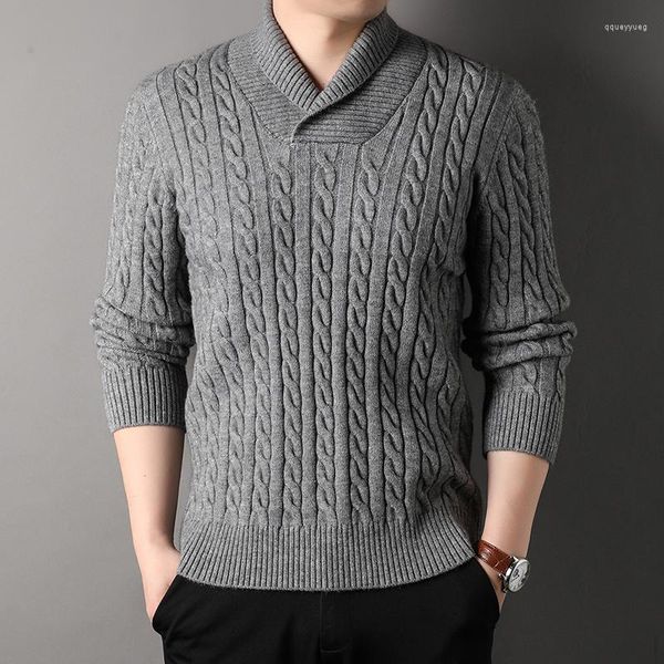 Männer Pullover Marke Kleidung Winter Verdicken Twist Tops V-ausschnitt Basis Shirts Jugend Große Größe Stricken Pullover 4XL-M