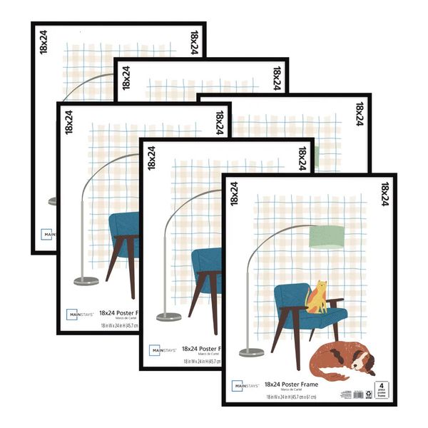 Frames Mainstays 18x24 Basic Poster-Bilderrahmen, Schwarz, 6er-Set 230928