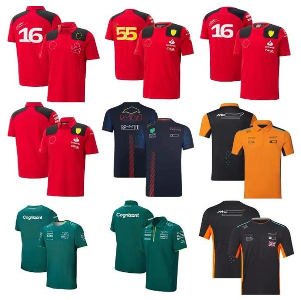 Fórmula 1 F1 Racing Mclaren Aston Martin define camiseta de configuração de Carlos Sainz casual respirável POLO Charles Leclerc logotipo do carro de verão camisas da equipe de automobilismo