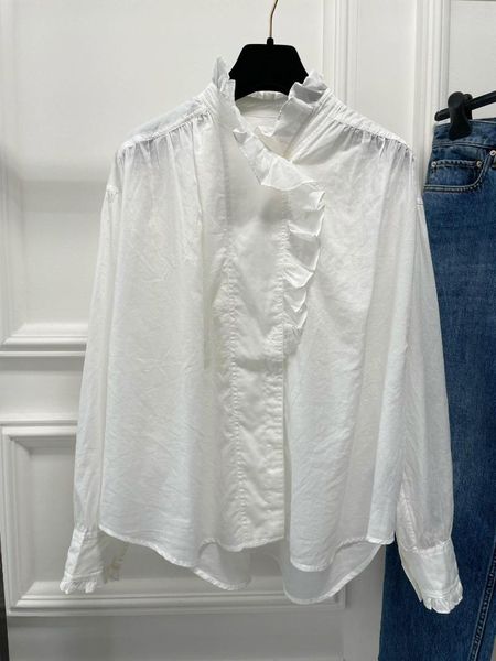 Camicie casual da uomo Camicia in cotone bianco con volant alla moda Primavera ed estate 2023