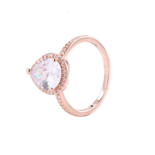 Anéis pandorara designer de luxo moda feminina branco cobre pombo ovo anel criativo gota de água anel s925 lágrima gota anel