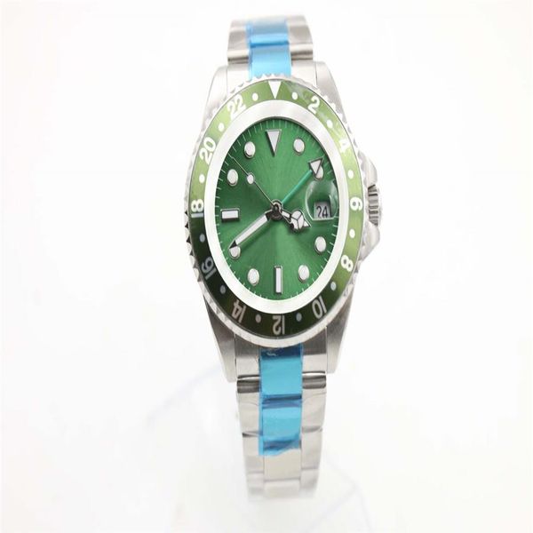 Orologio meccanico da uomo 116710 Business casual moderno argento bianco cassa in acciaio inossidabile quadrante verde anello laterale 4 pin 40 mm Calend315S