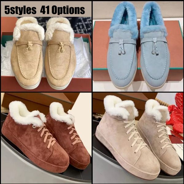 5styles Modische Damen-Wildleder-Hausschuhe aus Wildleder, lässige Slipper, Schnürschuhe, Plüsch-Freizeitschuhe, Stiefel für Damen