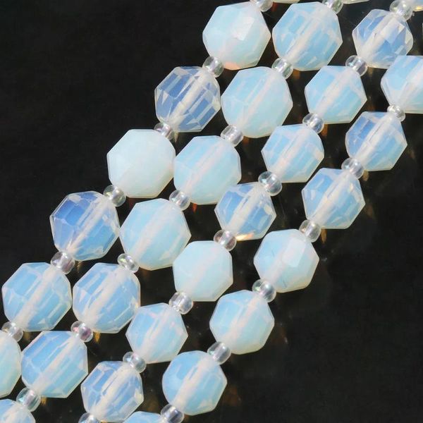 Perlen Natürlicher Weißer Opal Facettierte Scharfe Energiesäule Lose Stein Für Schmuck DIY Herstellung Armband Zubehör 15'' Starnd