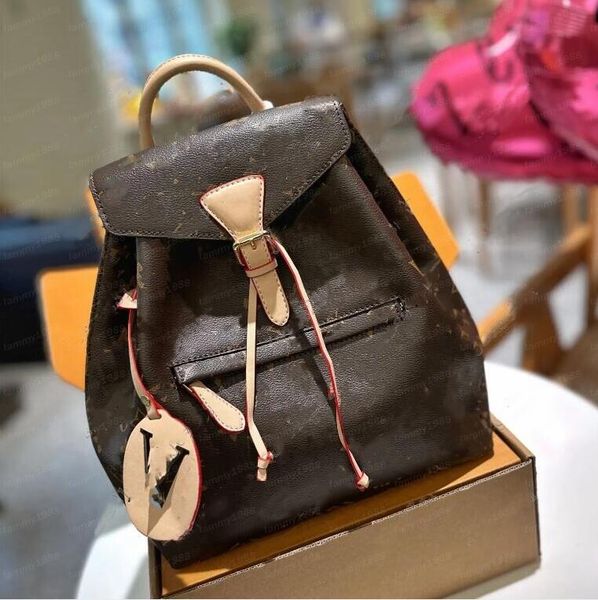 Top Quality Classic Luxurys Designer Bolsa Mulheres Montsouris Real Couro Mochilas Saco Escola Mochila Estilo Bolsa Carteiras Lady Travel Sport Outdoor Packs Bag Preto