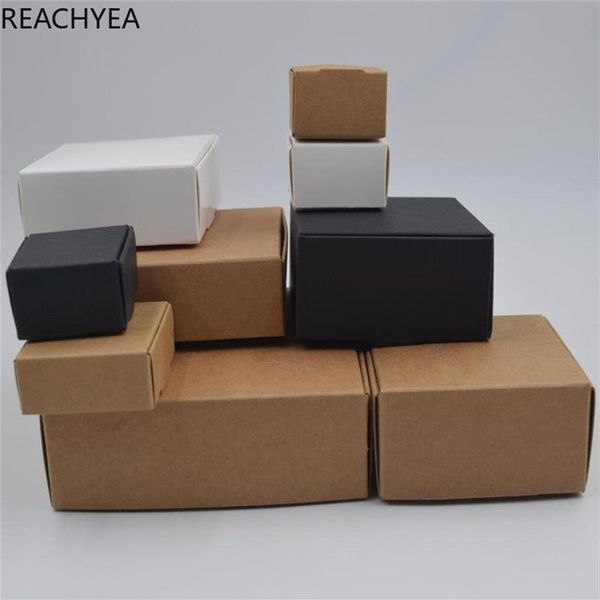 DIY Kraft Geschenkbox weiß braunes schwarzes Papier kleine Seifenkiste Kraftkarton Mini Schmuck Verpackung Karton 12Sizes350t