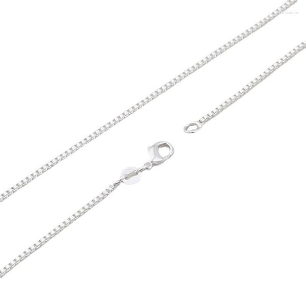 Anhänger Halsketten 1P Modeschmuck 925 Sterling Silber 1,5 mm Box Link Kette 16''-30'' Damen Anhänger Farbe Karabinerverschluss