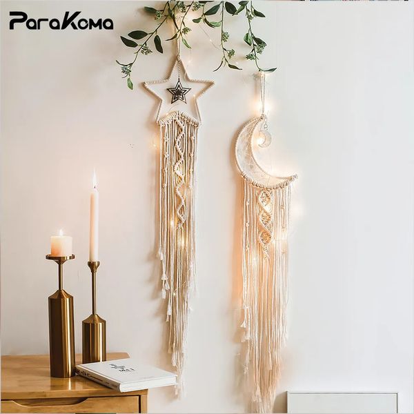 Adesivos de Parede Parakoma Coruja Macrame Pendurado Boho Decoração Handmade Tecido Casa para Escritório Quarto Sala de Estar College Dormitório 230928