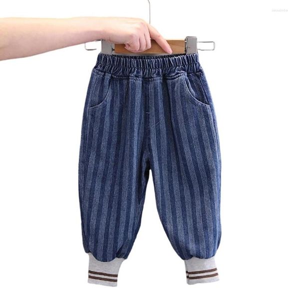 Calças calças para menino padrão listrado meninos estilo casual crianças primavera outono roupas