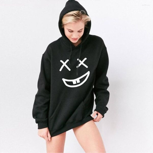 Damen Hoodies Mode Sweatshirts für Frauen Hoodie Big Smile Print Kapuzenpullover Kleidung