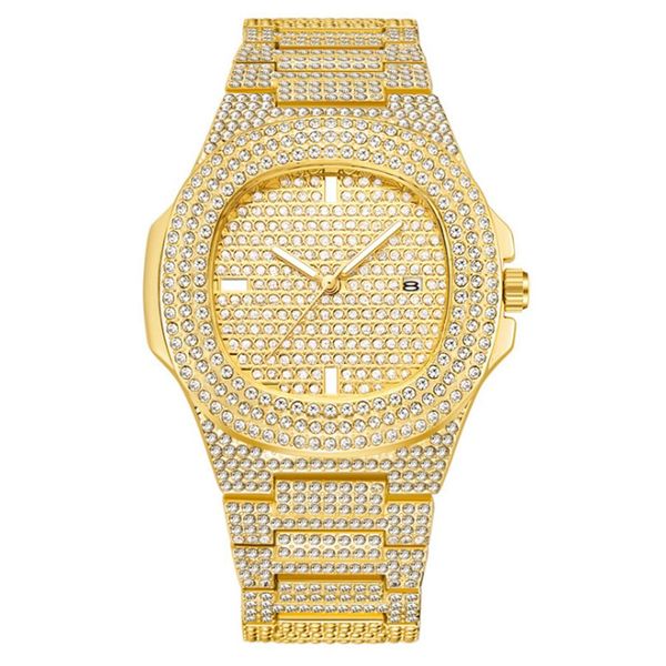 Wlisth marca data quartzo das mulheres dos homens relógios luz luxo cheio de cristal diamante relógio luminoso mostrador oval bling unisex relógios de pulso2489