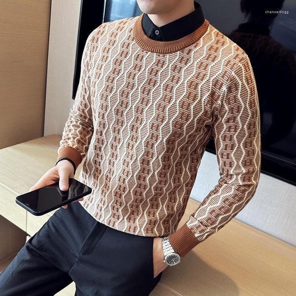 Erkek Sweaters Kalitesi Sonbahar Gömlek Erkekler İçin Bir Eklenti Erkekler Giyim İş Rasim Slim Fit Jacquard Dokunma Külotları Siyah