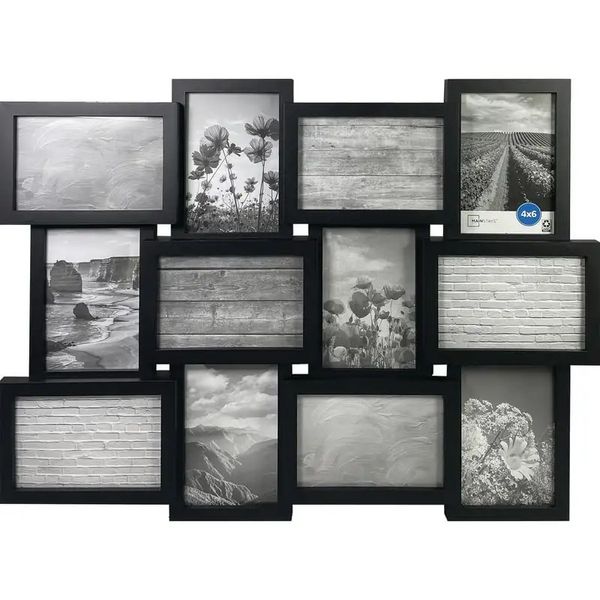 Quadros Linear Black Collage Picture Frame detém 12 4x6 polegadas Pos Classeur pocards kpop Decoração de parede Po titular do cartão Pho 230928