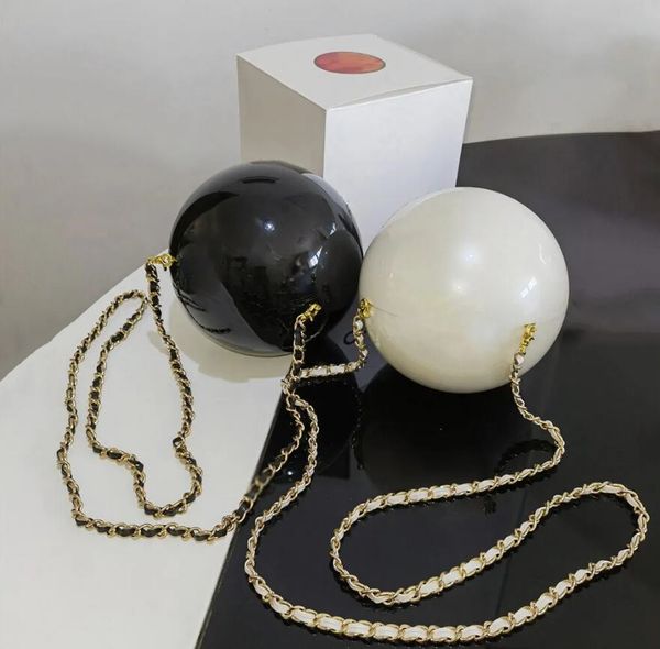 Paris designer de acessórios de moda elegante feminino preto e branco bolsa de bola de pérola jóias e cosméticos embreagem de armazenamento com caixa de presente