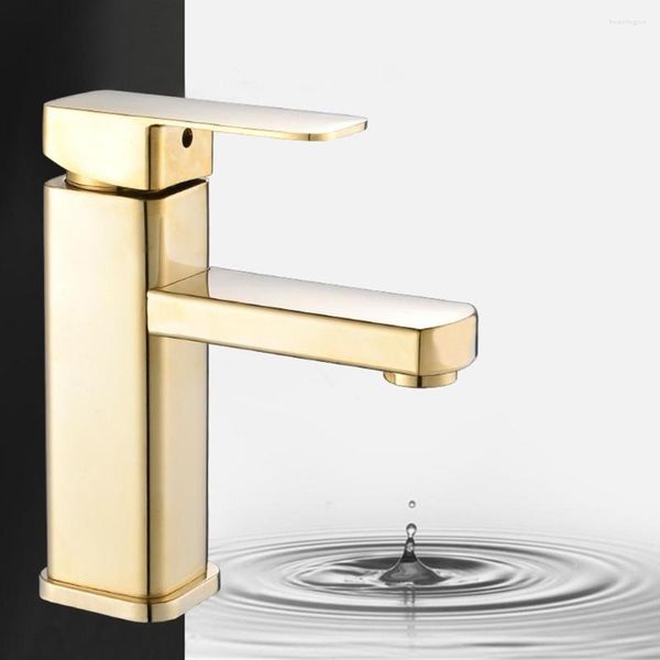 Смесители для раковины для ванной комнаты, кран-водопад, моноблочный, современный смеситель для раковины, золотой гладкий однорычажный дизайн с ручкой, отверстие