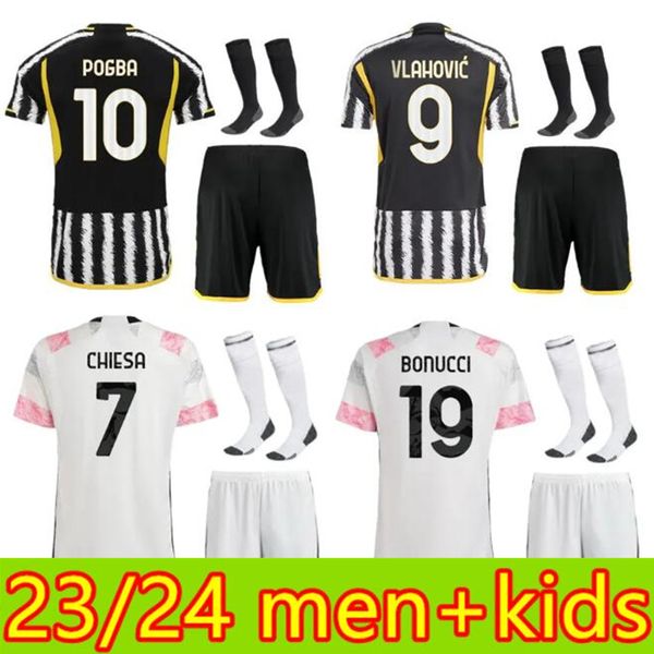 2023 24 Homens + Crianças Kits de Futebol Fatos de Treino POGBA BONUCCI VLAHOVIC McKENNIEPELLEGRINI Conjuntos de Futebol 23 24 CHIESA ARTHUR CUADRADO Kit de futebol infantil