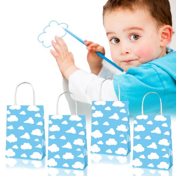 Geschenkpapier BD128 12 Stück Kraftpapier-Handtaschen zum Verpacken von Produkten Happy Birthday Party Tragbare Verpackungstasche Einkaufstasche Babyparty-Dekoration