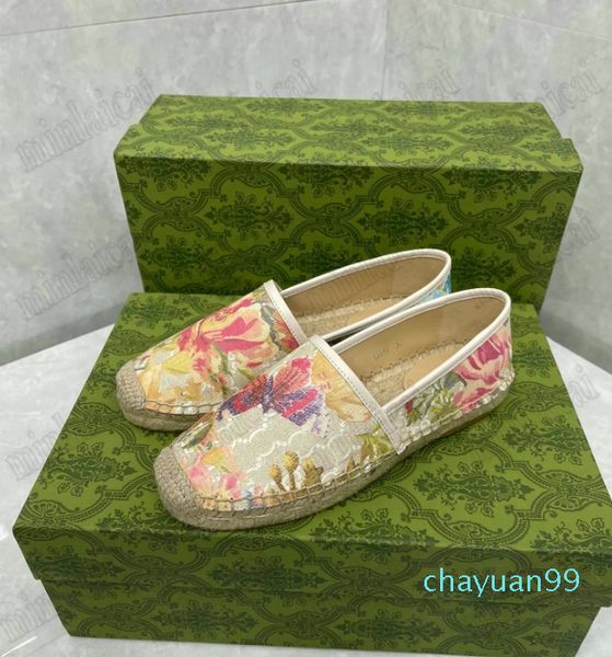 Espadrillas floreali Scarpe da pescatore in tela Mocassini doppi da donna Slip on Designer estivi Piatti da donna Colori multipli