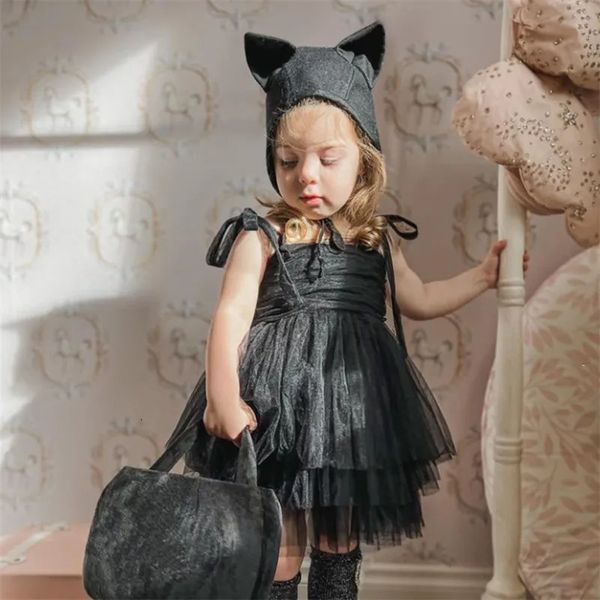 Abiti da ragazza ma baby 6M 5Y Halloween Bambino Bambino Infantile Neonate Abito in tulle Tutu Party per orecchio di gatto Cappello Abiti D06 230928