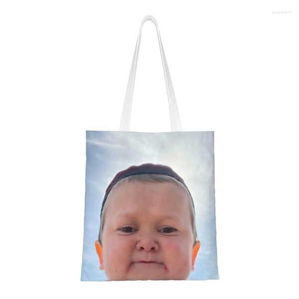 Einkaufstaschen, süßer Aufdruck, Hasbulla Hasbullah Smile Mini-Tragetasche, wiederverwendbar, Canvas-Schulter-Shopper-Handtasche