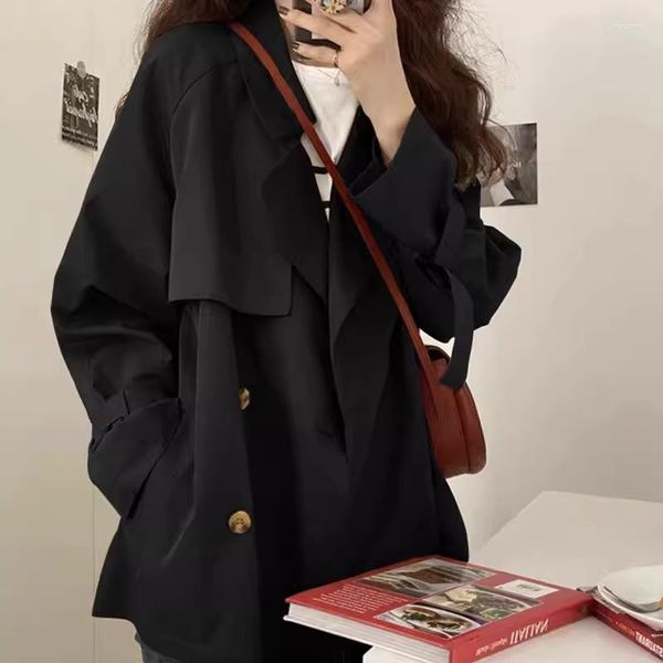 Trench da donna stile britannico a maniche lunghe giacca a vento corta 2023 primavera autunno sciolto versatile abbigliamento femminile