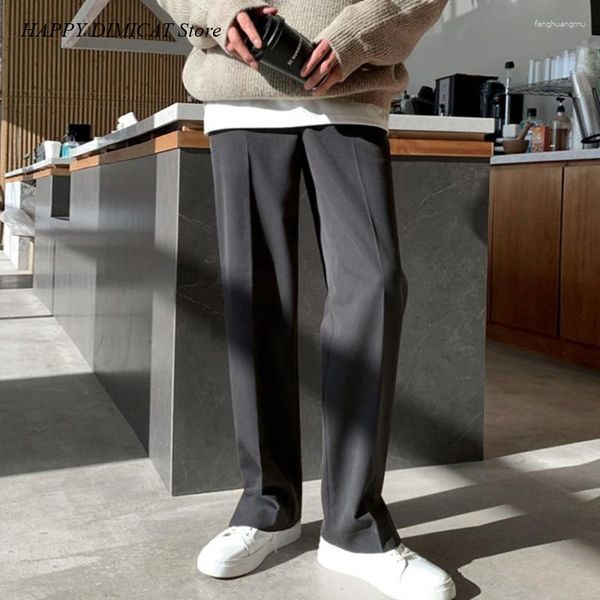 Erkek takımları yaz gri pantolonlar Kore tarzı düz takım elbise basit gevşek uzun sonbahar moda