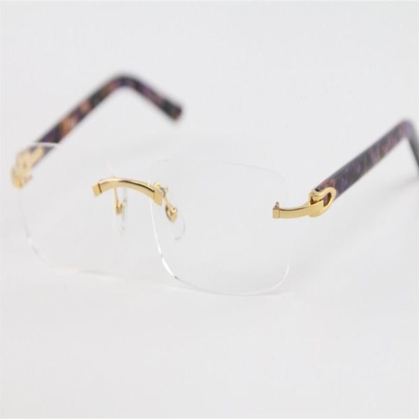Occhiali senza montatura Moda New Business Design Uomo Occhiali da sole Montature Accessori per occhiali Oro Argento Lenti trasparenti 8200757 viola Plan204h