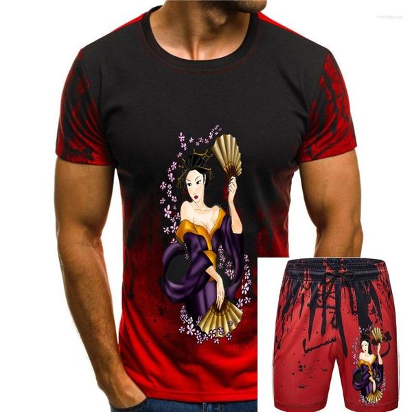 Tute da uomo T-shirt GEISHA T-shirt stile giapponese T-shirt da donna stampata da uomo T-shirt in cotone T-shirt estiva sexy T-shirt slim fit Girocollo