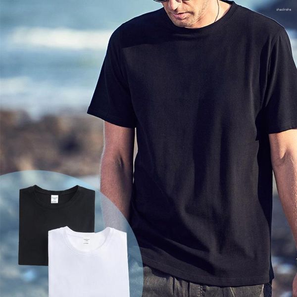 Homens camisetas Verão Algodão Branco Camisa Sólida Homens Causal O-pescoço Básico T-shirt Masculino de Alta Qualidade Clássico Tops Oversized