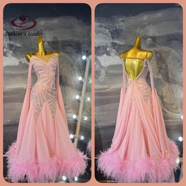 Palco desgaste vestido de salão high-end personalizado com diamante fofo cauda valsa dança feminino adulto profissional roupas