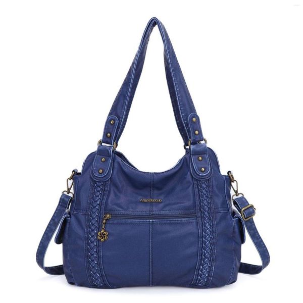 Abendtaschen Angelkiss Damen Handtaschen Satchel Top-Griff Vintage PU Umhängetasche Braun Dumpling Pack Multi-Pockets Geldbörse