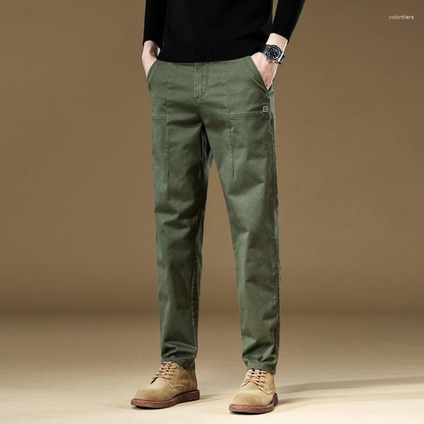 Männer Hosen 2023 Hohe Qualität Cargo Casual Männer 97% Baumwolle Arbeitskleidung Koreanische Breite Jogger Khaki Grün Marke Outdoor Hosen männlichen