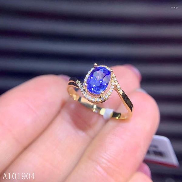 Cluster Anéis KJJEAXCMY Boutique Jóias 18k Ouro Incrustado Natural Sapphire Ring Modelos Femininos 6.75 Teste de Suporte