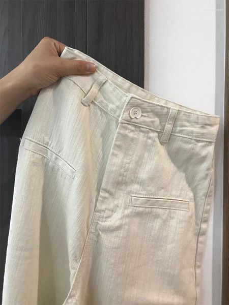 Kadınlar Kot Beyaz Bolgy High Bel Denim Pantolonlar 2000S Moda Kore Y2K 90S Estetik Vintage Geniş Bacak Kovboy Pantolon Kıyafetleri