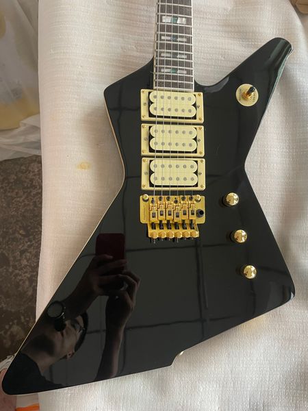 Nadir Destroyer Black Phil Collen Electry Guitar Floyd Rose Tremolo Köprüsü Altın Donanım Abalone İnci Bloğu Kakma 3 Pikaplar