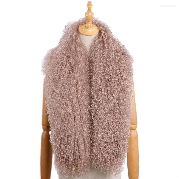 Шарфы модные женские зимние монгольские шерстяные шарфы ягненка женские модные теплые обертывания вьющиеся овечьи волосы шеи теплые