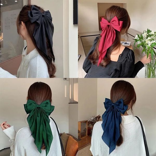 Haarspangen Haarspangen Mode Frauen Rote Schleife Knoten Stoff Haarspange Koreanischer Stil Frauen Langes Band Schmetterling Haarspange Haarschmuck 230928