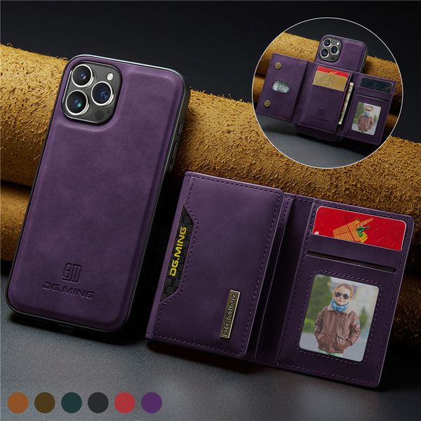 2-in-1 magnetische Handyhülle für iPhone 15 14 13 12 Pro Max Samsung Galaxy S23 S22 Ultra Google Pixel 8 8Pro 7 7Pro 7A 6 6A 6Pro 5G Sony Xperia 1 10 V Leder Wallet Back Cover