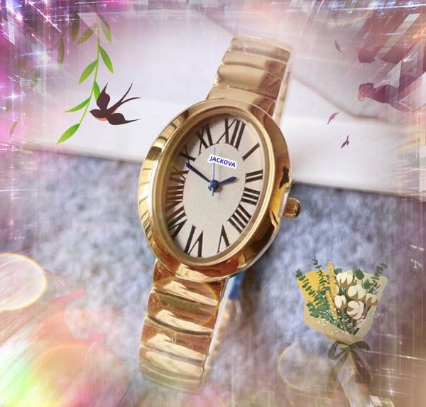 Женские часы овальной формы с римским циферблатом-циферблатом с автоматической датой и тремя булавками, маленькие простые дизайнерские часы для платья, розовое золото, серебряный цвет, милые наручные часы с тонким ремешком из нержавеющей стали, подарки
