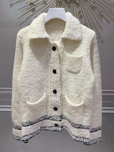 Cardigan de malha feminina único breasted lapela bolso decoração design quente confortável moda 2023 inverno