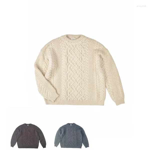 Suéteres masculinos 2023ss vintage lã pulôver suéter estilo quente casual versátil homens e mulheres roupas streetwear roupas high street