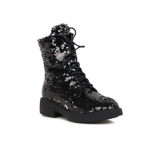 Stivali in tessuto con paillettes che cambiano colore Autunno e inverno Stivali da donna alla moda Scarpe magiche multicolori che cambiano colore con cerchio di paillettes 230928