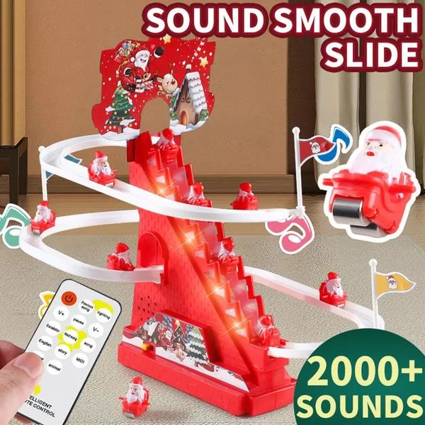 Led rave brinquedo natal órbita slide eletrônico escalada escadas pista brinquedos luzes led musical papai noel 230928