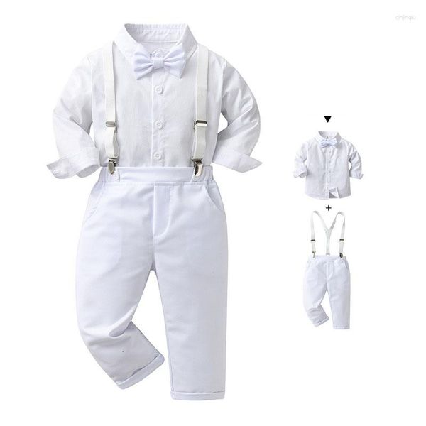 Set di abbigliamento 2023 Autunno Bambini Neonati maschi Compleanno Battesimo Vestito da festa Gentleman Abiti in 2 pezzi Per bambini Costume da sposa