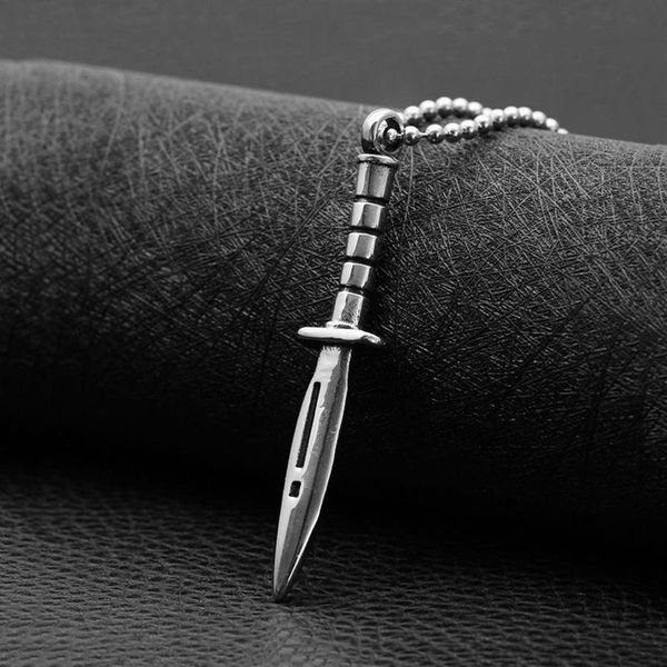 Hip hop punhal espada faca lâmina de aço inoxidável pingente colar para homens mulheres jewlery presente colares185t