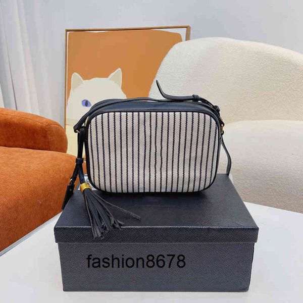 Üst Messenger Dizüstü Çantalar Tasarımcı Stripe Bag Kadınlar Vintage Kamera Çantaları Tuval Omuz Crossbody Kadın Klasik Çantalar 220721