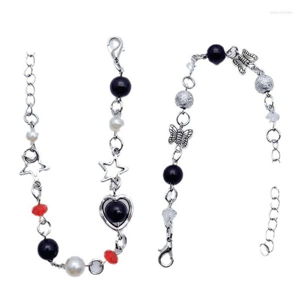 Charm-Armbänder, stilvolles, längenverstellbares Armband, Y2K-Perlenspleißen
