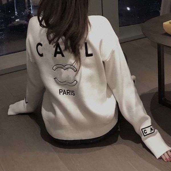 Damenmode Pullover Marke Ch Sweatshirts Frau Kanal Pullover Buchstabe CC Oversize Strick Langarm Weibliches Sweatshirt Lose Damen Tops T-Shirts Pullover WJ87