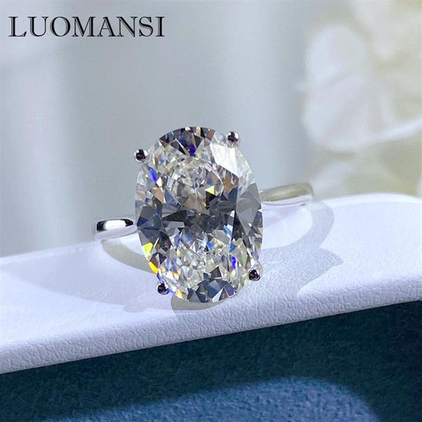 Küme halkaları luomansi 10 5Ct oval süper flaş büyük elmas yüzük%100 -S925 STERLING Gümüş 18K Altın Kadın Düğün Nişanı Jewelr266H